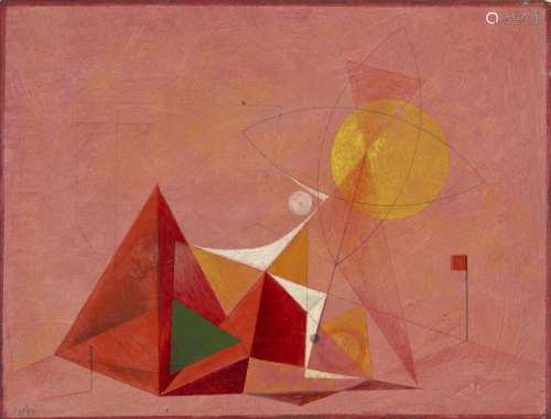 Clarke Hutton, British 1898-1984 - Untitled abstract (pink),...