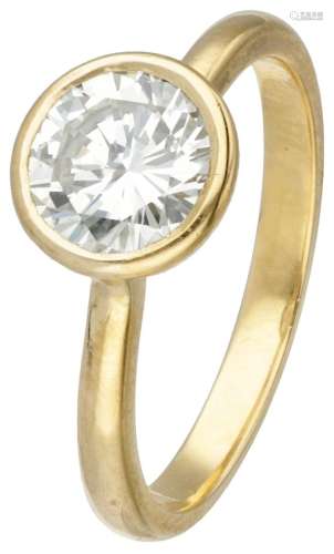 18K. Yellow gold solitaire ring set with approx. 1.45 ct. di...