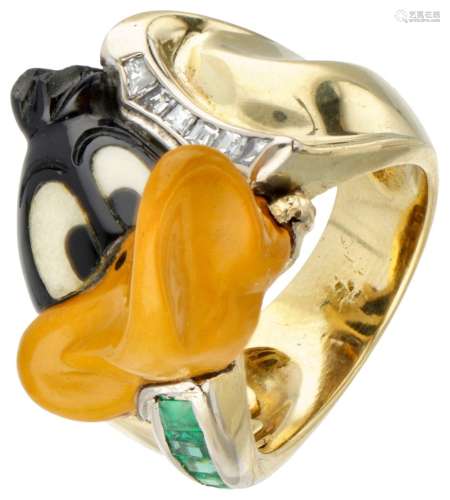18K. Yellow gold Staurino Daffy Duck ring set with approx. 0...
