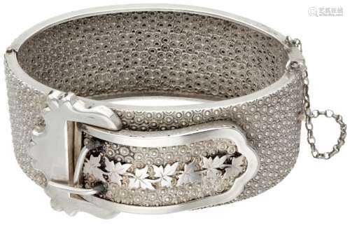 Silver antique bangle bracelet with buckle - 800/1000.