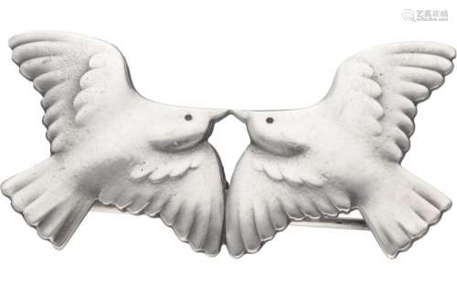 Georg Jensen no.316 vintage silver 'Two Swallows' brooch - 9...