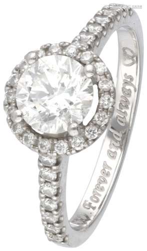 Pt 950 Platinum shoulder engagement ring set with approx. 1....