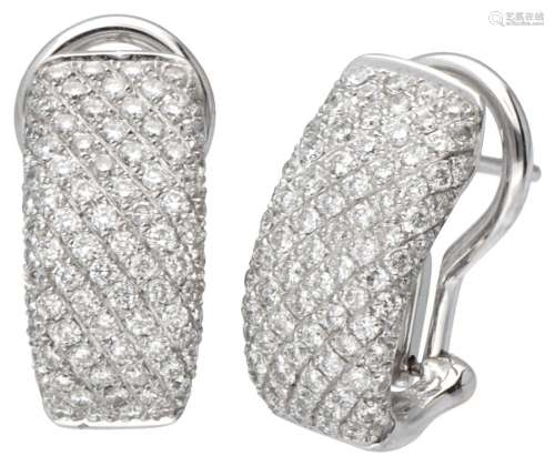 18K. White gold earrings pave set with approx. 0.80 ct. diam...