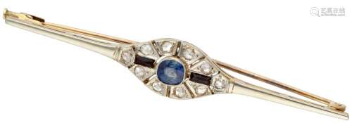 14K. Bicolor gold Art Deco brooch set with approx. 0.87 ct. ...