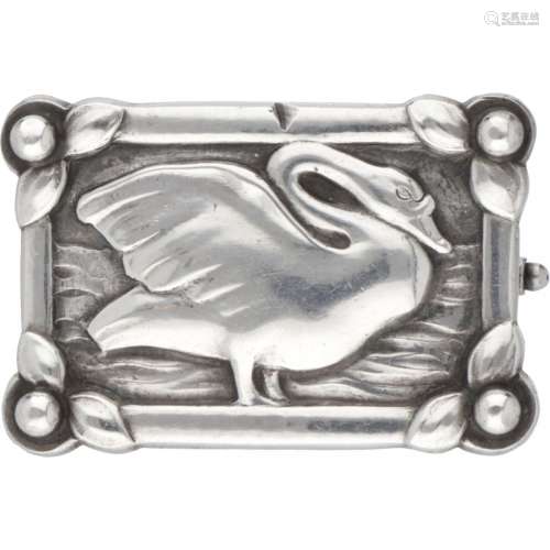 Early Georg Jensen no.213 silver 'Swan' brooch - 830/1000.