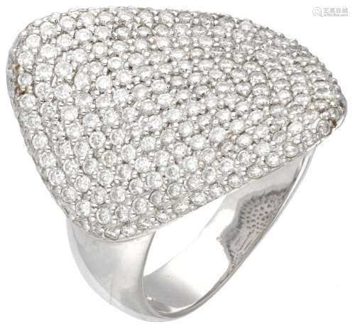 14K. White gold ring pave set with approx. 1.075 ct. diamond...