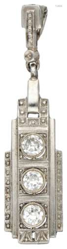 18K. Gold with Pt 900 platinum Art Deco pendant set with app...