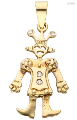 18K. Yellow gold puppet pendant set with approx. 0.04 ct. di...