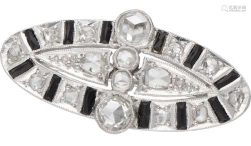 14K. White gold openwork Art Deco brooch set with rose cut d...