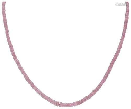 Single strand necklace with natural pink sapphire and a 14K....