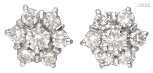 14K. White gold rosette ear studs set with approx. 0.54 ct. ...