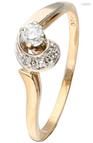BLA 10K. bicolor gold ring set with approx. 0.14 ct. diamond...