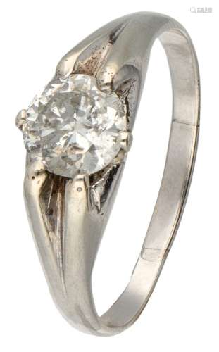 14K. White gold solitaire ring set with approx. 0.93 ct. dia...