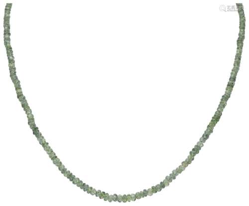 Single strand necklace with natural green sapphire and a 14K...