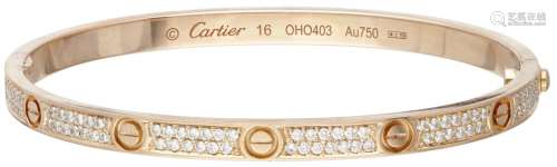 18K. Rose gold Cartier 'Love' small model bracelet set with ...