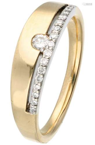 14K. Yellow gold ring set with approx. 0.16 ct. diamond.