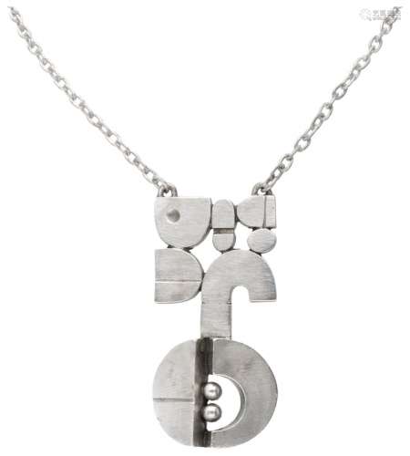 Jorma Laine for Turun Hopea silver necklace with modernist '...