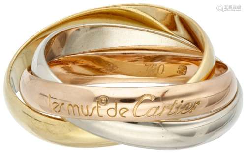 Les Must de Cartier classic 18K. tricolor gold 'Trinity' rin...