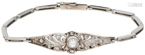 14K. White gold openwork Art Deco bracelet set with approx. ...