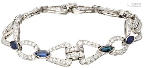 Pt 900 Platinum bracelet set with approx. 3.52 ct. diamond a...