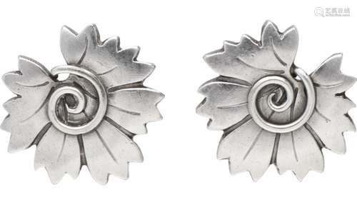 Arno Malinowski for Georg Jensen no.102 silver floral earcli...