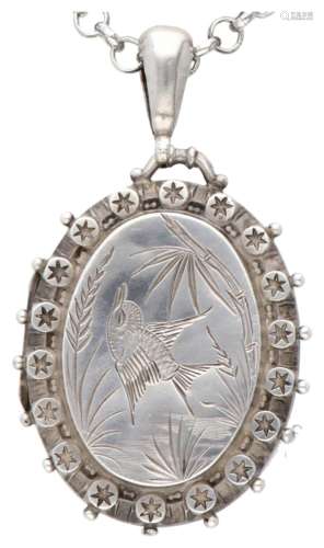 Silver necklace with an antique medallion pendant - 835/1000...
