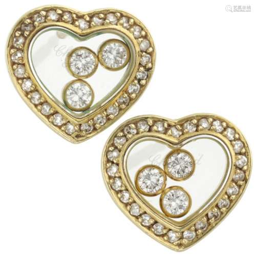 18K. Yellow gold Chopard Happy Diamonds heart-shaped earring...