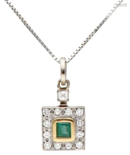 18K. White gold necklace and bicolor gold pendant set with a...