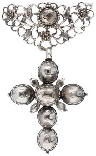 Georgian style silver cross-shaped pendant set with diamond ...