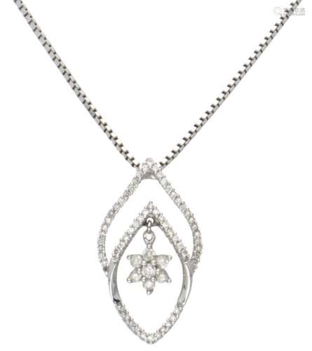 14K. White gold necklace and pendant set with approx. 0.36 c...