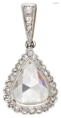 14K. Bicolor gold Art Deco pendant set with rose cut diamond...
