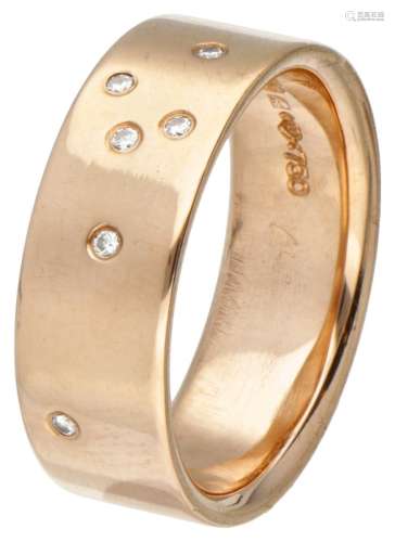18K. Rose gold Niessing band ring set with approx. 0.04 ct. ...