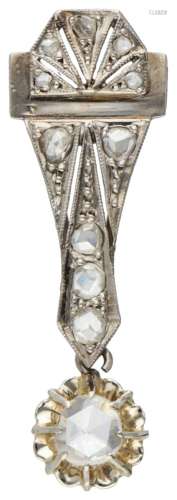 Silver Art Deco pendant set with rose cut diamonds - BLA.