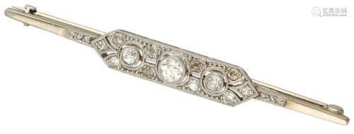 14K. White gold Art Deco brooch set with approx. 0.55 ct. di...