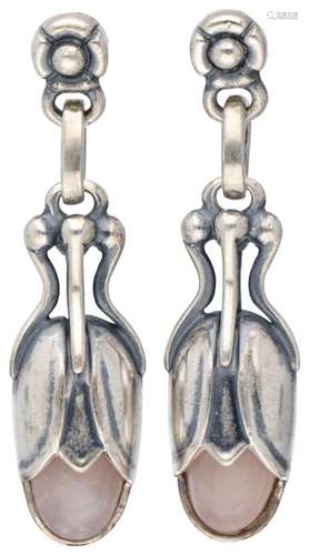 Silver Georg Jensen earrings of the year 2011, set with rose...