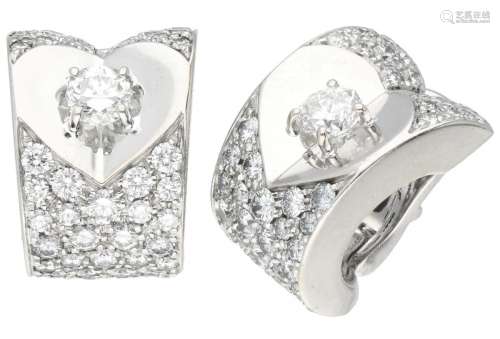 18K. White gold Escada 'Diamond Heart' earrings set with app...