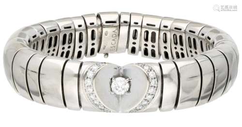 18K. White gold Escada 'Diamond Heart' bracelet set with app...