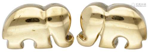 18K. Yellow gold C'est Laudier earrings in the shape of an e...