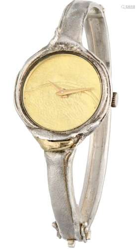 Silver matted design bangle ladies wristwatch - 925/1000.