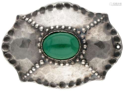 Silver Amsterdam School Art Deco hammered brooch / pendant s...