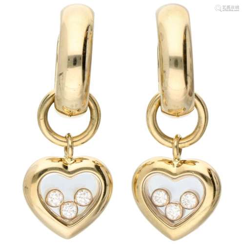 18K. Yellow gold Chopard 'Happy Diamonds' earrings set with ...