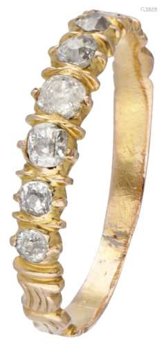 BLA 10K. Yellow gold antique ring set with approx. 0.22 ct. ...