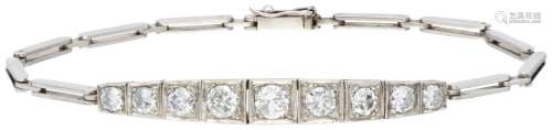 14K. White gold Art Deco bracelet set with approx. 1.39 ct. ...