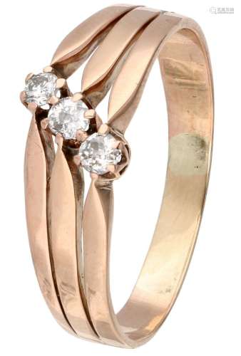 BLA 10K. Rose gold vintage ring set with approx. 0.12 ct. di...