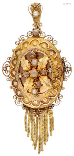 14K. Yellow gold antique regional costume pendant / brooch w...