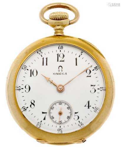Pocket watch Omega gold - Ladies pocket watch - Manual windi...