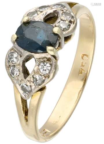14K. Yellow gold ring set with approx. 0.10 ct. diamond and ...
