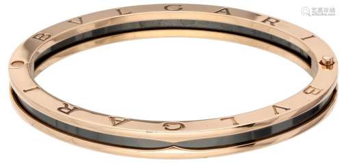 18K. Rose gold Bvlgari 'B.Zero1' bangle bracelet with black ...