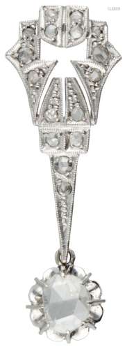 14K. White gold with Pt 900 platinum Art Deco pendant set wi...