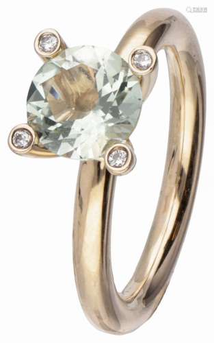 18K. Rose gold Bron ring set with approx. 1.50 ct. aquamarin...